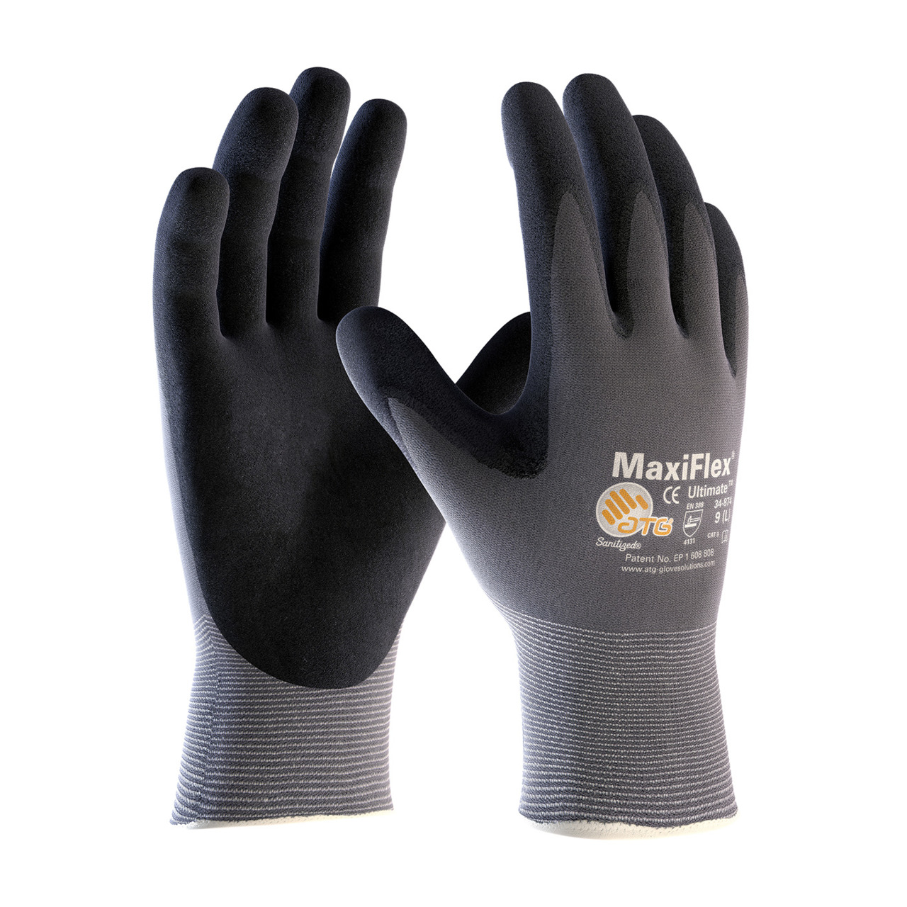 Protective Industrial Products Maxiflex Ultimate, 15G Gry. Nylon Shell, Blk. Microfoam Coating